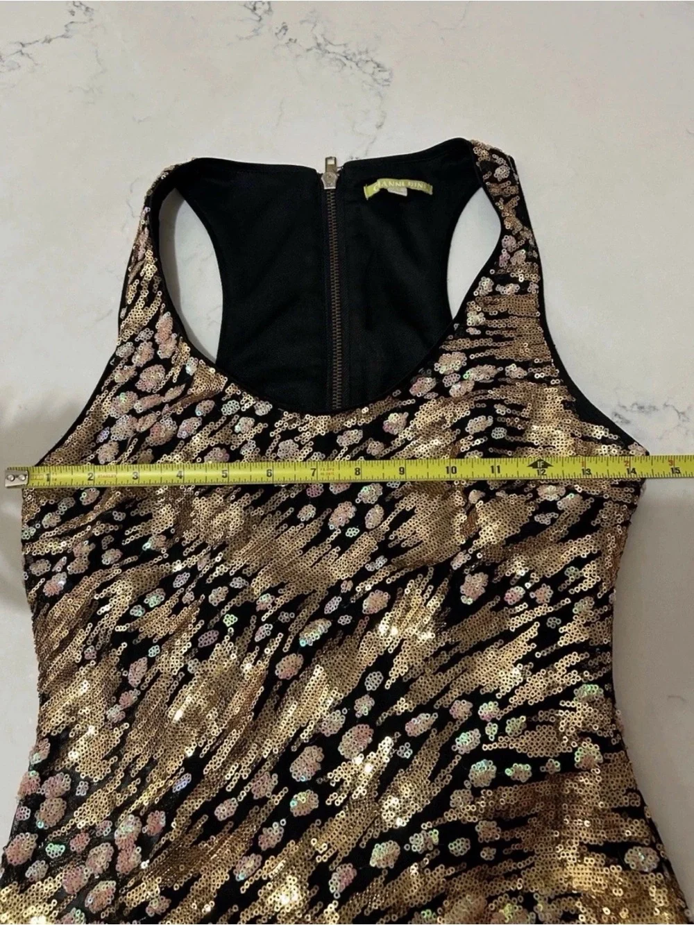 Gianni Bini Black & Gold Sequin Mini Dress - Picture 6 of 7